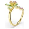 Anel Aberto Idyllia com Cortes Mistos, Flor, Verde, Banhado a Dourado