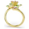 Anel Aberto Idyllia com Cortes Mistos, Flor, Verde, Banhado a Dourado