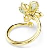 Anel Aberto Idyllia com Cortes Mistos, Flor, Verde, Banhado a Dourado