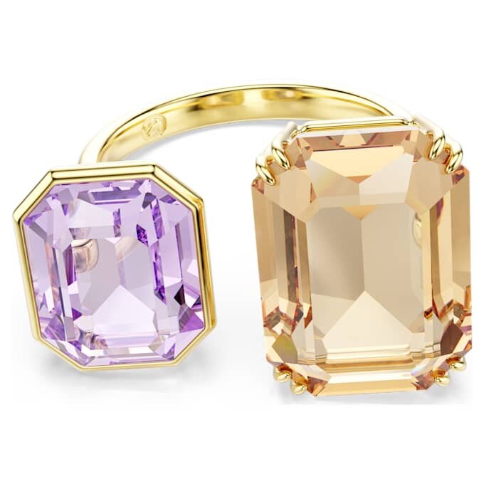 Anel Aberto Millenia com Corte Octogonal, Multicolorido, Banhado a Ouro Anel Aberto Millenia com Corte Octogonal, Multicolorido, Banhado a Ouro