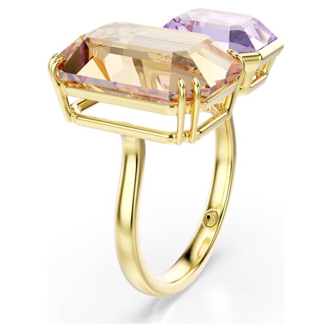 Anel Aberto Millenia com Corte Octogonal, Multicolorido, Banhado a Ouro Anel Aberto Millenia com Corte Octogonal, Multicolorido, Banhado a Ouro