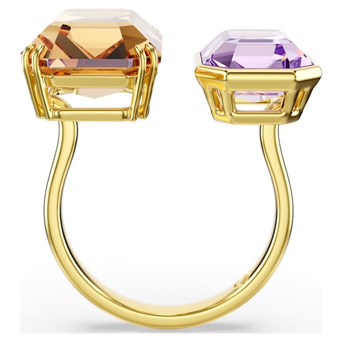Anel Aberto Millenia com Corte Octogonal, Multicolorido, Banhado a Ouro Anel Aberto Millenia com Corte Octogonal, Multicolorido, Banhado a Ouro