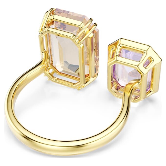 Anel Aberto Millenia com Corte Octogonal, Multicolorido, Banhado a Ouro Anel Aberto Millenia com Corte Octogonal, Multicolorido, Banhado a Ouro