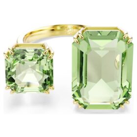 Anel aberto Millenia com corte octogonal, verde, banhado a dourado Anel aberto Millenia com corte octogonal, verde, banhado a dourado