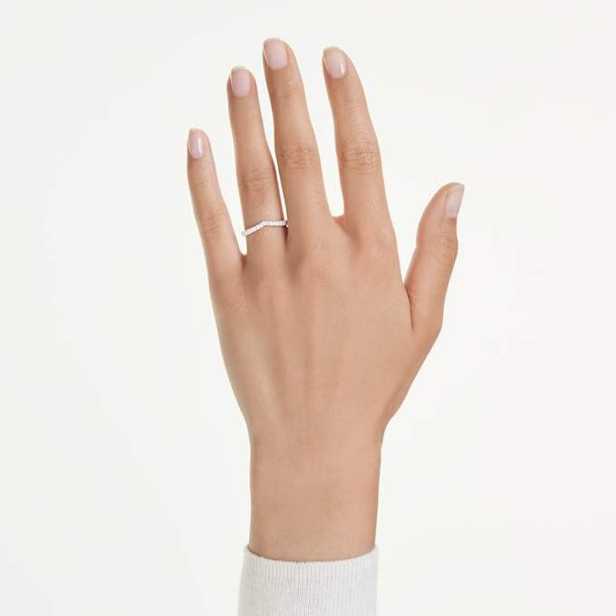 Anel com banda em V «Eternity», diamantes cultivados em laboratório, 0,25 ct no total, forma redonda, ouro branco de 14K Anel com banda em V «Eternity», diamantes cultivados em laboratório, 0,25 ct no total, forma redonda, ouro branco de 14K