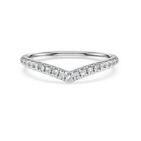 Anel com banda em V «Eternity», diamantes cultivados em laboratório, 0,25 ct no total, forma redonda, ouro branco de 14K Anel com banda em V «Eternity», diamantes cultivados em laboratório, 0,25 ct no total, forma redonda, ouro branco de 14K