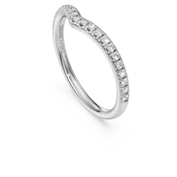 Anel com banda em V «Eternity», diamantes cultivados em laboratório, 0,25 ct no total, forma redonda, ouro branco de 14K Anel com banda em V «Eternity», diamantes cultivados em laboratório, 0,25 ct no total, forma redonda, ouro branco de 14K