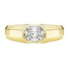 Anel com banda octogonal, diamantes cultivados em laboratório, 1,0 Ct no total, forma octogonal, ouro amarelo de 14K Anel com banda octogonal, diamantes cultivados em laboratório, 1,0 Ct no total, forma octogonal, ouro amarelo de 14K
