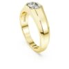 Anel com banda octogonal, diamantes cultivados em laboratório, 1,0 Ct no total, forma octogonal, ouro amarelo de 14K Anel com banda octogonal, diamantes cultivados em laboratório, 1,0 Ct no total, forma octogonal, ouro amarelo de 14K