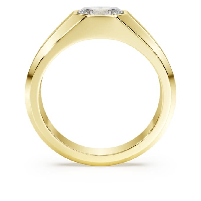 Anel com banda octogonal, diamantes cultivados em laboratório, 1,0 Ct no total, forma octogonal, ouro amarelo de 14K Anel com banda octogonal, diamantes cultivados em laboratório, 1,0 Ct no total, forma octogonal, ouro amarelo de 14K