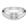 Anel com banda octogonal, diamantes cultivados em laboratório, 1,0 ct no total, forma octogonal, ouro branco de 14K