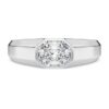 Anel com banda octogonal, diamantes cultivados em laboratório, 1,0 ct no total, forma octogonal, ouro branco de 14K