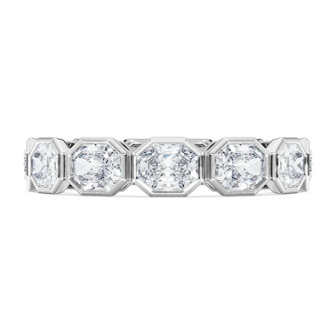 Anel com banda octogonal, diamantes cultivados em laboratório, 2,4 quilates no total, forma octogonal, ouro branco de 14 quilates Anel com banda octogonal, diamantes cultivados em laboratório, 2,4 quilates no total, forma octogonal, ouro branco de 14 quilates