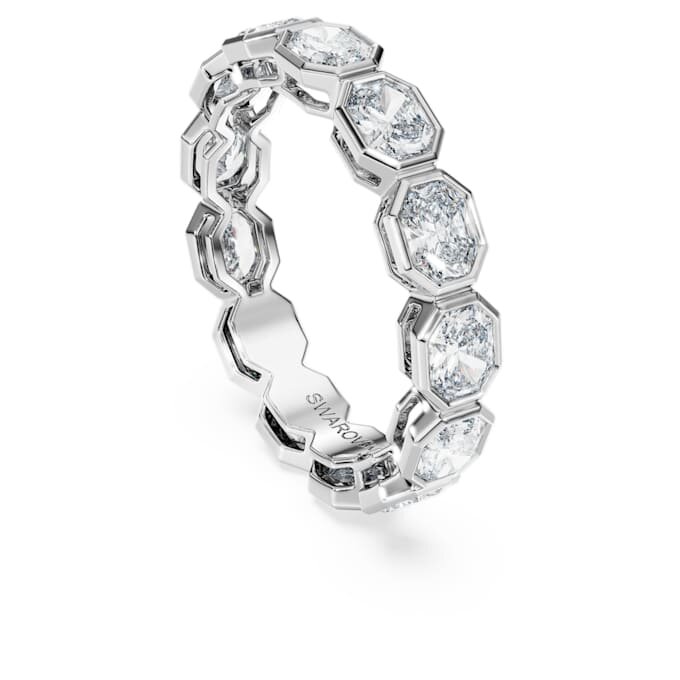 Anel com banda octogonal, diamantes cultivados em laboratório, 2,4 quilates no total, forma octogonal, ouro branco de 14 quilates Anel com banda octogonal, diamantes cultivados em laboratório, 2,4 quilates no total, forma octogonal, ouro branco de 14 quilates