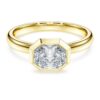 Anel com engaste octogonal, diamantes cultivados em laboratório, 1,0 ct no total, forma octogonal, ouro amarelo de 14K