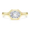 Anel com engaste octogonal, diamantes cultivados em laboratório, 1,0 ct no total, forma octogonal, ouro amarelo de 14K