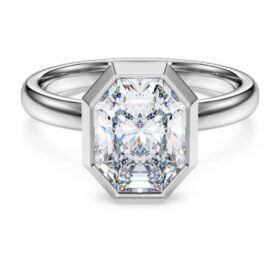 Anel com engaste octogonal, diamantes cultivados em laboratório, 2,0 quilates no total, forma octogonal, ouro branco de 14 quilates Anel com engaste octogonal, diamantes cultivados em laboratório, 2,0 quilates no total, forma octogonal, ouro branco de 14 quilates