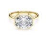 Anel com engaste octogonal, diamantes cultivados em laboratório, 3,0 Ct no total, forma octogonal, ouro amarelo de 14K