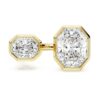 Anel com engaste octogonal, diamantes cultivados em laboratório, 4,10 Ct no total, forma octogonal, ouro amarelo de 18 quilates Anel com engaste octogonal, diamantes cultivados em laboratório, 4,10 Ct no total, forma octogonal, ouro amarelo de 18 quilates