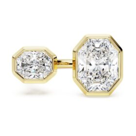 Anel com engaste octogonal, diamantes cultivados em laboratório, 4,10 Ct no total, forma octogonal, ouro amarelo de 18 quilates Anel com engaste octogonal, diamantes cultivados em laboratório, 4,10 Ct no total, forma octogonal, ouro amarelo de 18 quilates