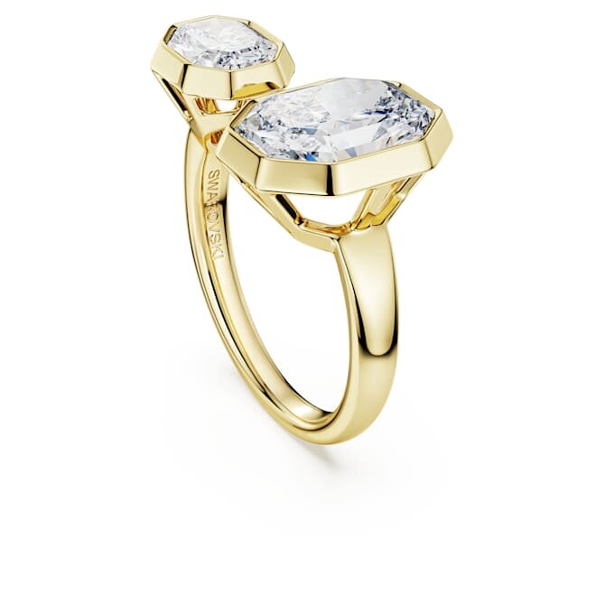 Anel com engaste octogonal, diamantes cultivados em laboratório, 4,10 Ct no total, forma octogonal, ouro amarelo de 18 quilates Anel com engaste octogonal, diamantes cultivados em laboratório, 4,10 Ct no total, forma octogonal, ouro amarelo de 18 quilates