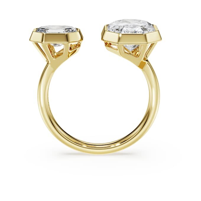 Anel com engaste octogonal, diamantes cultivados em laboratório, 4,10 Ct no total, forma octogonal, ouro amarelo de 18 quilates Anel com engaste octogonal, diamantes cultivados em laboratório, 4,10 Ct no total, forma octogonal, ouro amarelo de 18 quilates