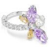 Anel com motivo Ariana Grande X Swarovski, cortes mistos, libélula, multicolorido, banhado a ródio Anel com motivo Ariana Grande X Swarovski, cortes mistos, libélula, multicolorido, banhado a ródio
