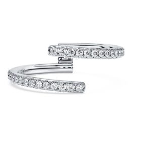 Anel de aliança aberto «Eternity» com diamantes cultivados em laboratório, 0,2 ct no total, forma redonda, ouro branco de 14K Anel de aliança aberto «Eternity» com diamantes cultivados em laboratório, 0,2 ct no total, forma redonda, ouro branco de 14K