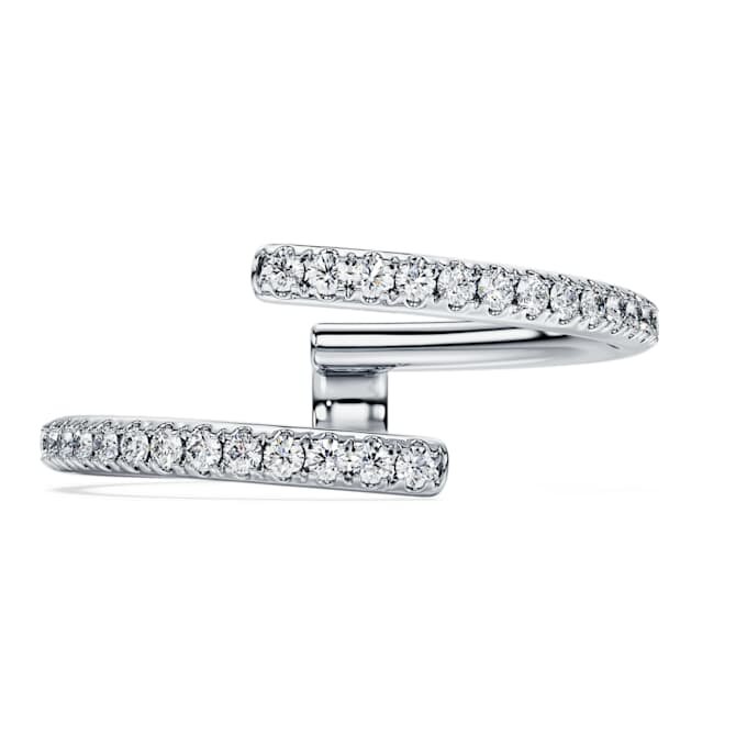 Anel de aliança aberto «Eternity» com diamantes cultivados em laboratório, 0,2 ct no total, forma redonda, ouro branco de 14K Anel de aliança aberto «Eternity» com diamantes cultivados em laboratório, 0,2 ct no total, forma redonda, ouro branco de 14K