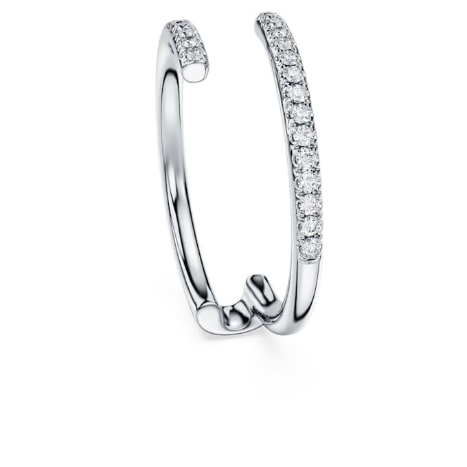 Anel de aliança aberto «Eternity» com diamantes cultivados em laboratório, 0,2 ct no total, forma redonda, ouro branco de 14K Anel de aliança aberto «Eternity» com diamantes cultivados em laboratório, 0,2 ct no total, forma redonda, ouro branco de 14K
