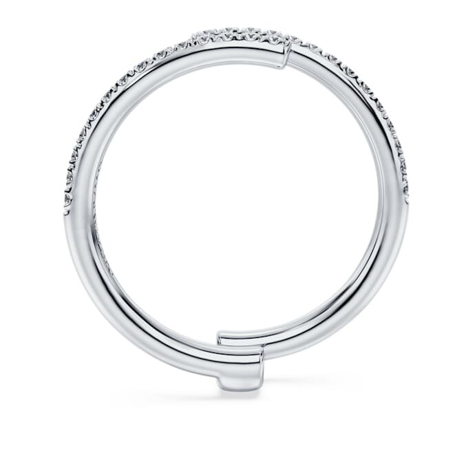 Anel de aliança aberto «Eternity» com diamantes cultivados em laboratório, 0,2 ct no total, forma redonda, ouro branco de 14K Anel de aliança aberto «Eternity» com diamantes cultivados em laboratório, 0,2 ct no total, forma redonda, ouro branco de 14K