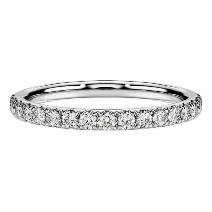 Anel de aliança Eternity com diamantes cultivados em laboratório, 0,4 ct no total, forma redonda, prata esterlina Anel de aliança Eternity com diamantes cultivados em laboratório, 0,4 ct no total, forma redonda, prata esterlina