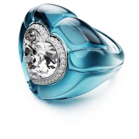 Anel de cocktail Dulcis com corte em coração, pavé, coração, azul Anel de cocktail Dulcis com corte em coração, pavé, coração, azul