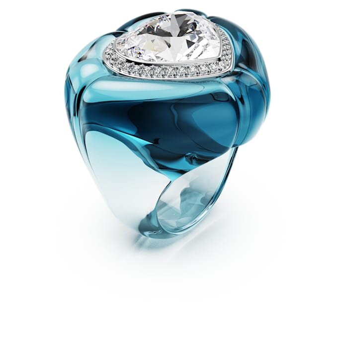 Anel de cocktail Dulcis com corte em coração, pavé, coração, azul Anel de cocktail Dulcis com corte em coração, pavé, coração, azul