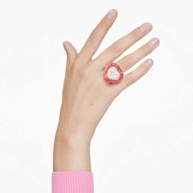 Anel de cocktail Dulcis com corte em coração, pavé, coração, rosa Anel de cocktail Dulcis com corte em coração, pavé, coração, rosa