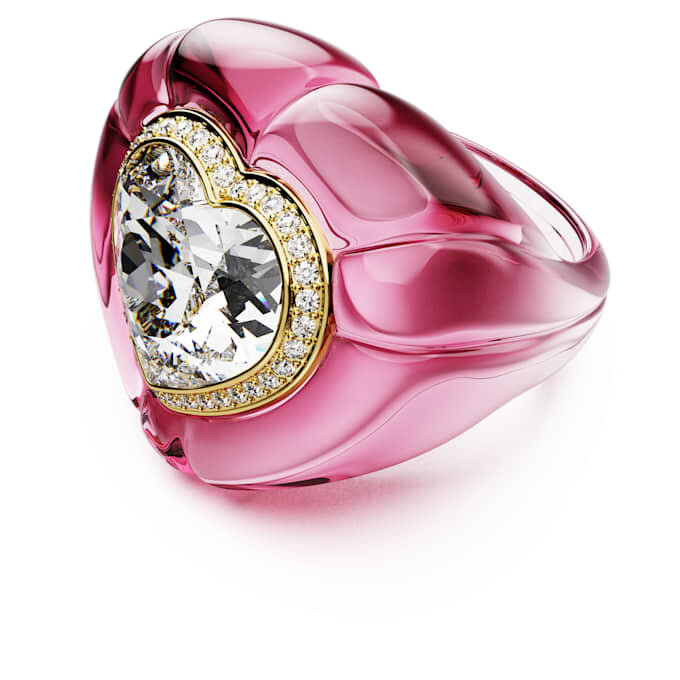 Anel de cocktail Dulcis com corte em coração, pavé, coração, rosa Anel de cocktail Dulcis com corte em coração, pavé, coração, rosa