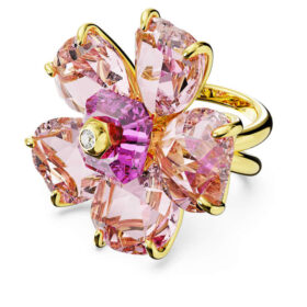 Anel de cocktail Idyllia Flower, rosa, banhado a dourado Anel de cocktail Idyllia Flower, rosa, banhado a dourado