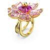 Anel de cocktail Idyllia Flower, rosa, banhado a dourado