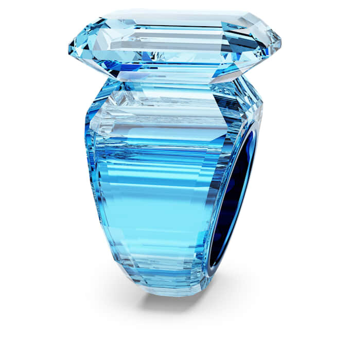 Anel de cocktail Lucent com corte octogonal, azul Anel de cocktail Lucent com corte octogonal, azul