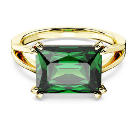 Anel de cocktail Stilla com corte retangular, verde, banhado a dourado Anel de cocktail Stilla com corte retangular, verde, banhado a dourado