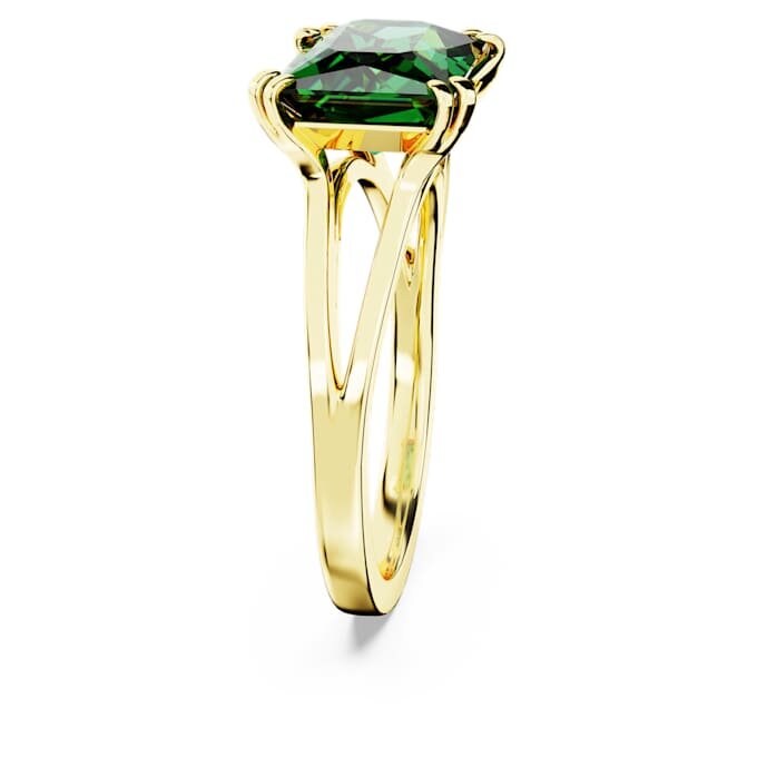 Anel de cocktail Stilla com corte retangular, verde, banhado a dourado Anel de cocktail Stilla com corte retangular, verde, banhado a dourado
