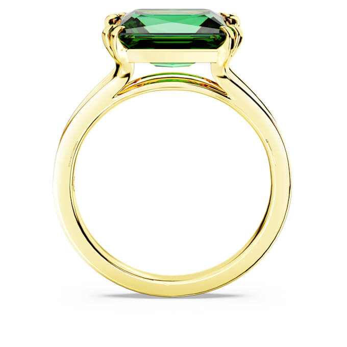 Anel de cocktail Stilla com corte retangular, verde, banhado a dourado Anel de cocktail Stilla com corte retangular, verde, banhado a dourado