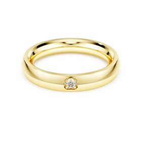 Anel de eternidade com diamantes cultivados em laboratório, 0,05 ct no total, forma redonda, ouro amarelo de 14K Anel de eternidade com diamantes cultivados em laboratório, 0,05 ct no total, forma redonda, ouro amarelo de 14K