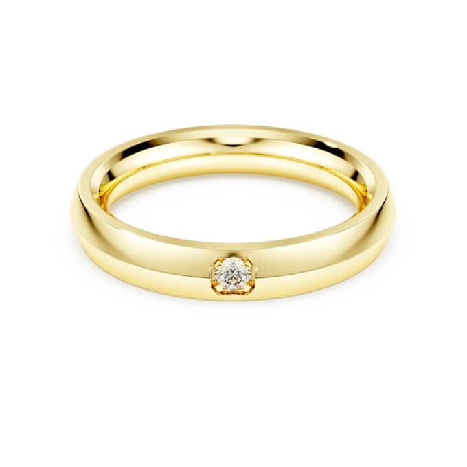 Anel de eternidade com diamantes cultivados em laboratório, 0,05 ct no total, forma redonda, ouro amarelo de 14K Anel de eternidade com diamantes cultivados em laboratório, 0,05 ct no total, forma redonda, ouro amarelo de 14K