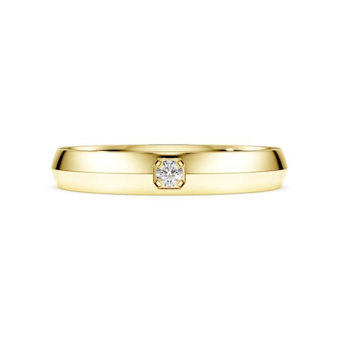 Anel de eternidade com diamantes cultivados em laboratório, 0,05 ct no total, forma redonda, ouro amarelo de 14K Anel de eternidade com diamantes cultivados em laboratório, 0,05 ct no total, forma redonda, ouro amarelo de 14K