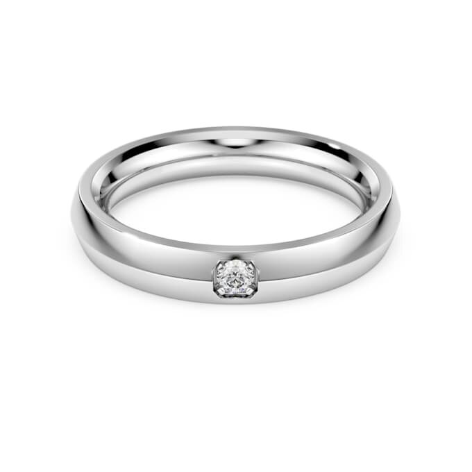 Anel de eternidade com diamantes cultivados em laboratório, 0,05 ct no total, forma redonda, ouro branco de 14K Anel de eternidade com diamantes cultivados em laboratório, 0,05 ct no total, forma redonda, ouro branco de 14K