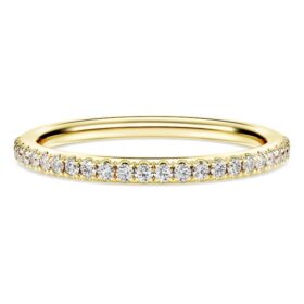 Anel de eternidade com diamantes cultivados em laboratório, 0,2 ct no total, forma redonda, ouro amarelo de 14K Anel de eternidade com diamantes cultivados em laboratório, 0,2 ct no total, forma redonda, ouro amarelo de 14K