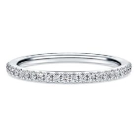 Anel de eternidade com diamantes cultivados em laboratório, 0,2 ct no total, forma redonda, ouro branco de 14K Anel de eternidade com diamantes cultivados em laboratório, 0,2 ct no total, forma redonda, ouro branco de 14K