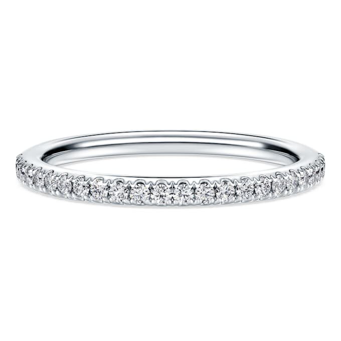 Anel de eternidade com diamantes cultivados em laboratório, 0,2 ct no total, forma redonda, ouro branco de 14K Anel de eternidade com diamantes cultivados em laboratório, 0,2 ct no total, forma redonda, ouro branco de 14K