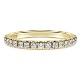 Anel de eternidade com diamantes cultivados em laboratório, 0,4 ct no total, forma redonda, ouro amarelo de 14K Anel de eternidade com diamantes cultivados em laboratório, 0,4 ct no total, forma redonda, ouro amarelo de 14K